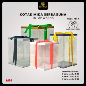 . Cake Box Kotak Kue Mika Transparan Dus Hadiah - Tutup Hologram 40x40 M14