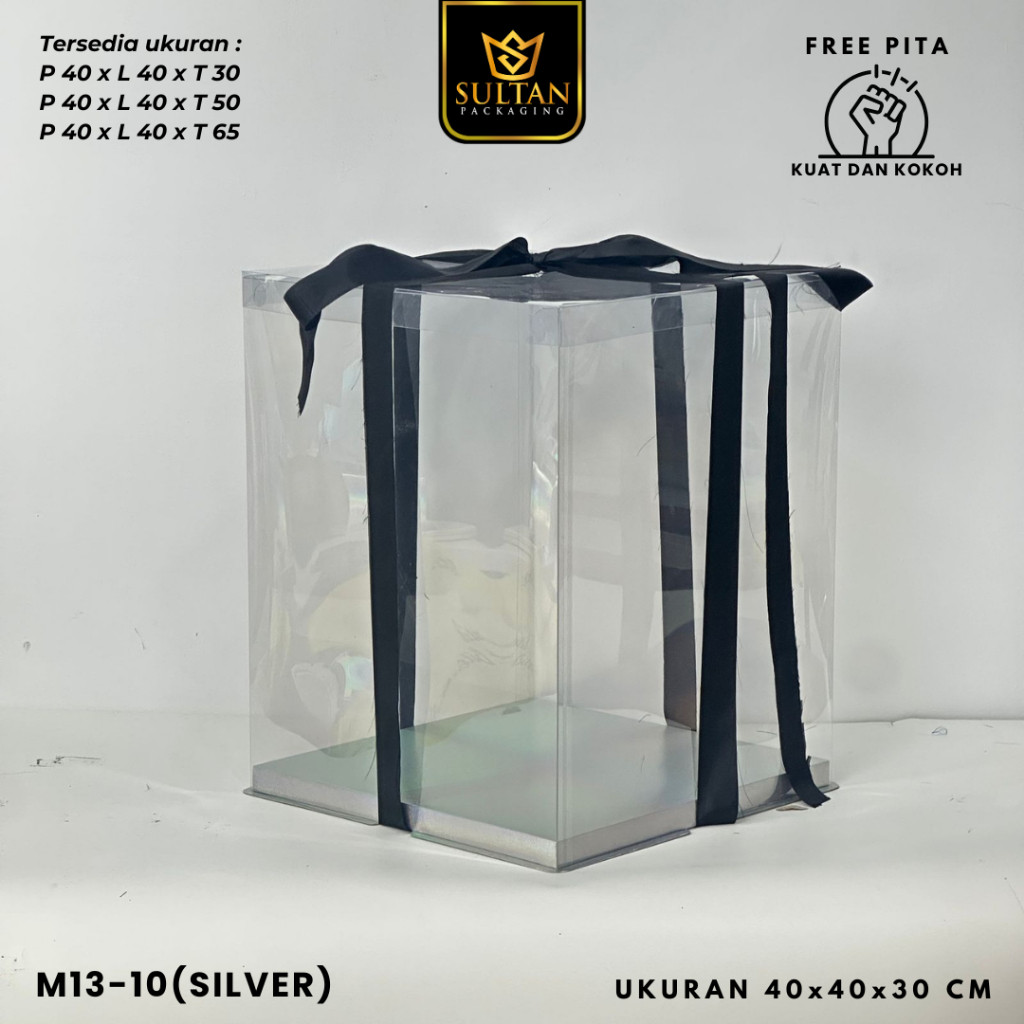 Cake Box Kotak Kue Mika Transparan Dus Hadiah 40x40 - Tutup Mika / M13 - Image 5