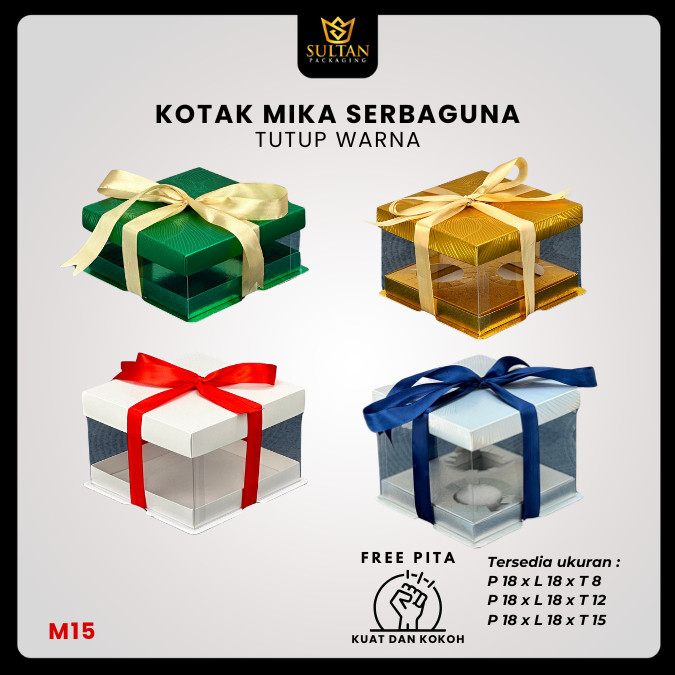 Cake Box Kotak Kue Mika Transparan Dus Hadiah - Tutup Hologram / 18x18 M15