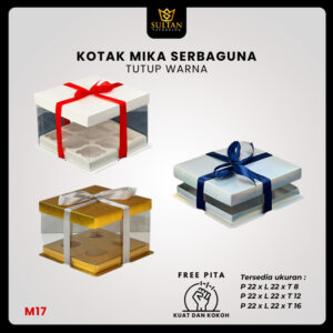 Box Mika / Kotak Kue Mika / Box Cupcake + Tatakan / Packaging Mika / Tutup Hologram 22x22 M17