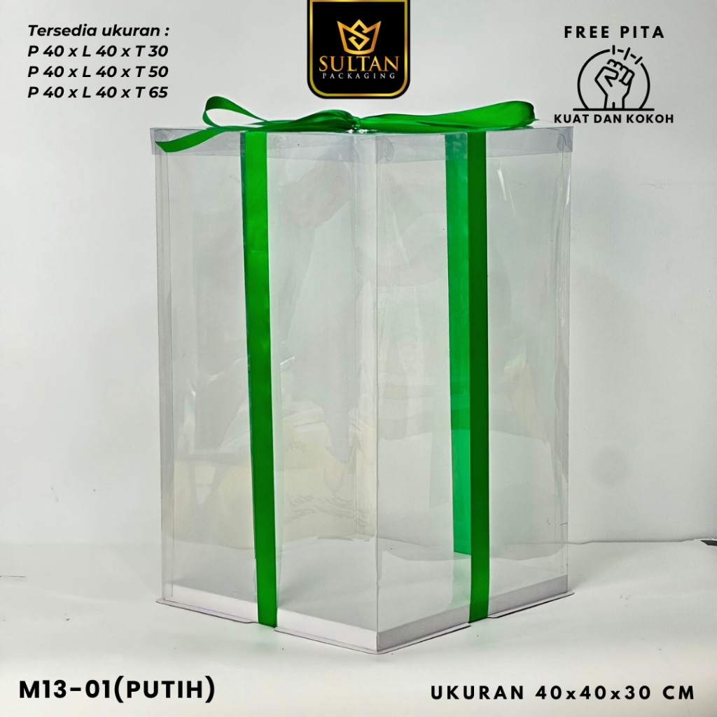 Cake Box Kotak Kue Mika Transparan Dus Hadiah 40x40 - Tutup Mika / M13 - Image 2
