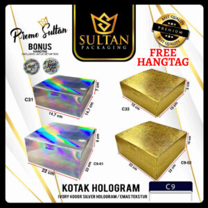 Kotak Kado Hologram - Gift Box Hadiah Hologam Emas - Kotak Hadiah Mewah Motif Hologram Emas - C9