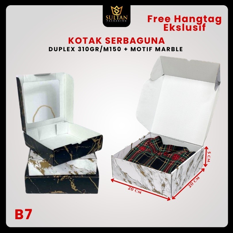 Kotak Kado Marble - Kotak Packaging Hampers Marble - Kotak Hadiah Uk 18x18x5 - B7-04