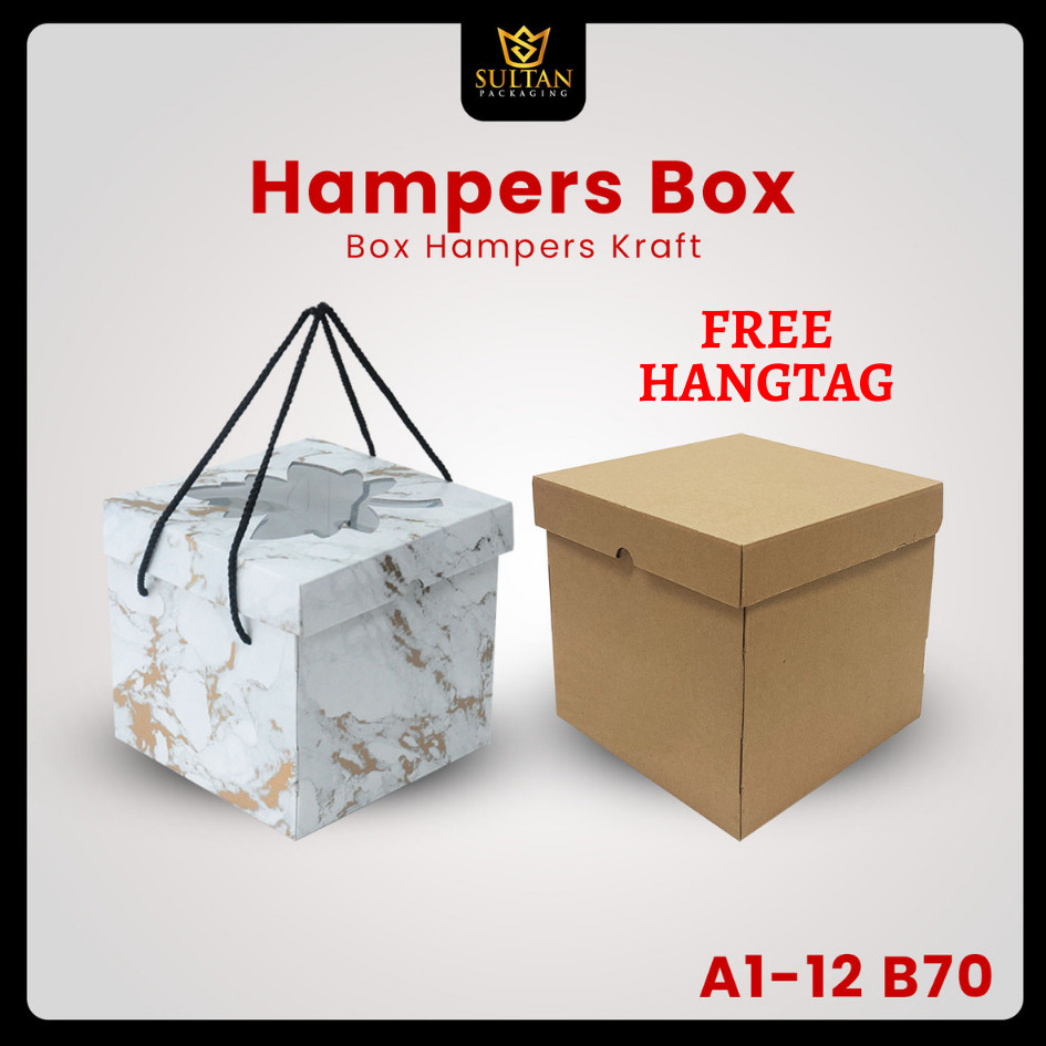 Box Hampers - Box Packaging Large - Kotak Dus Jumbo Motif Marble Uk 22x22x21cm - A1-12