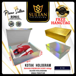 SULTAN - Gift Box Gold Color | Kotak Kado Hologram Emas Premium - C10