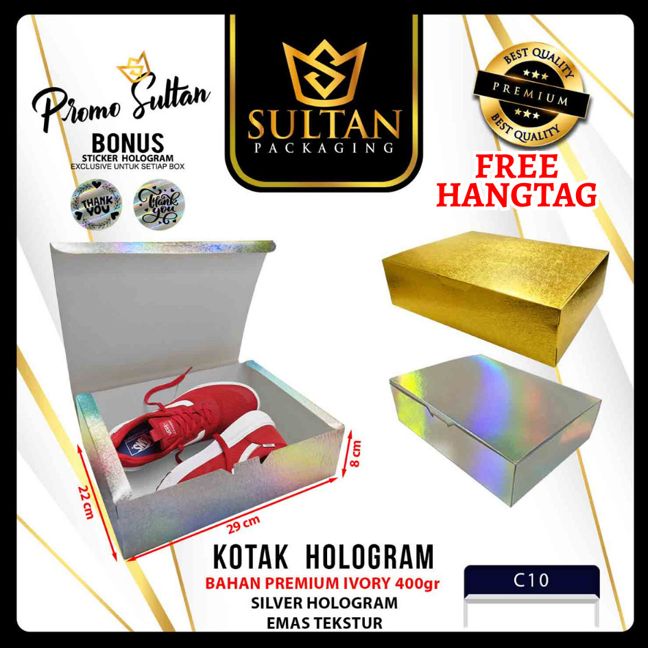 SULTAN - Gift Box Gold Color | Kotak Kado Hologram Emas Premium - C10