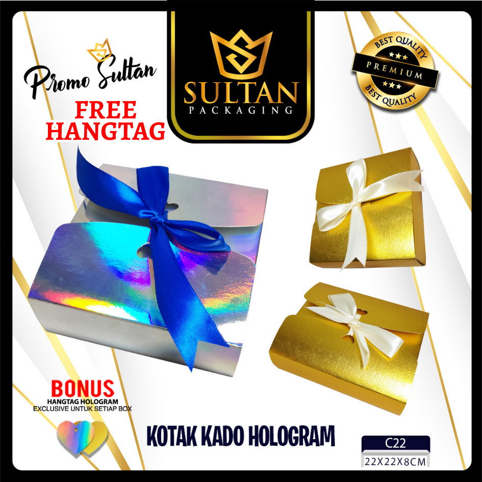 SULTAN - Gift Box Hologram - Kotak Kado Motif Hologram 22x22x8 cm - C22