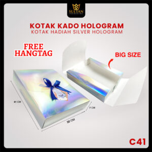 Kotak Kado Hologram - Box Bridesmaid - Dus Hadiah Silver Hologram - C41