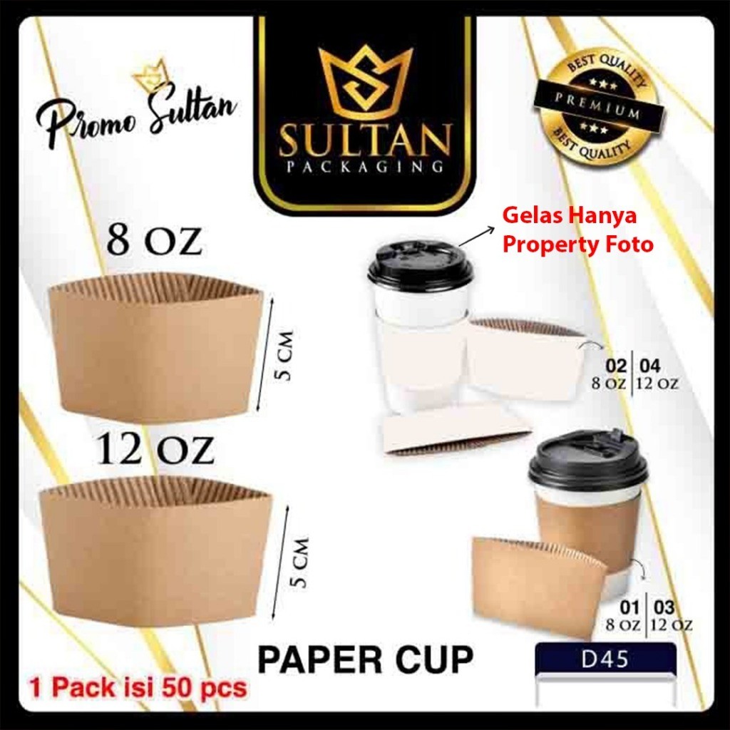 SULTAN - Paper Cup Sleeve - Paper Cup Minuman Anti Panas - 8oz & 12oz - D45