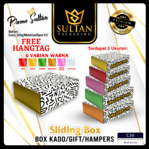 Slide Box Packaging - Kotak Box Hadiah Ulang Tahun Mewah - C36