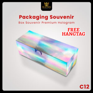 Packaging Souvenir - Kotak Hologram - Box Packaging Panjang - Dus Kotak Silver Hologram Mewah - C12