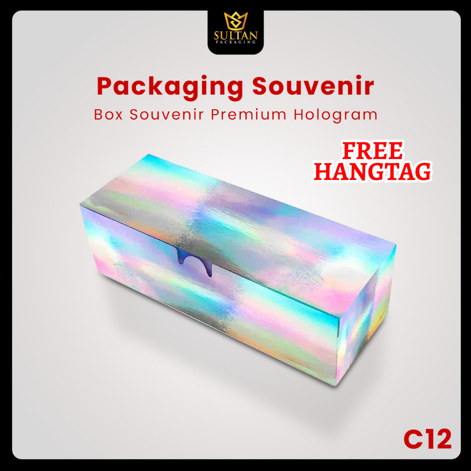 Packaging Souvenir - Kotak Hologram - Box Packaging Panjang - Dus Kotak Silver Hologram Mewah - C12
