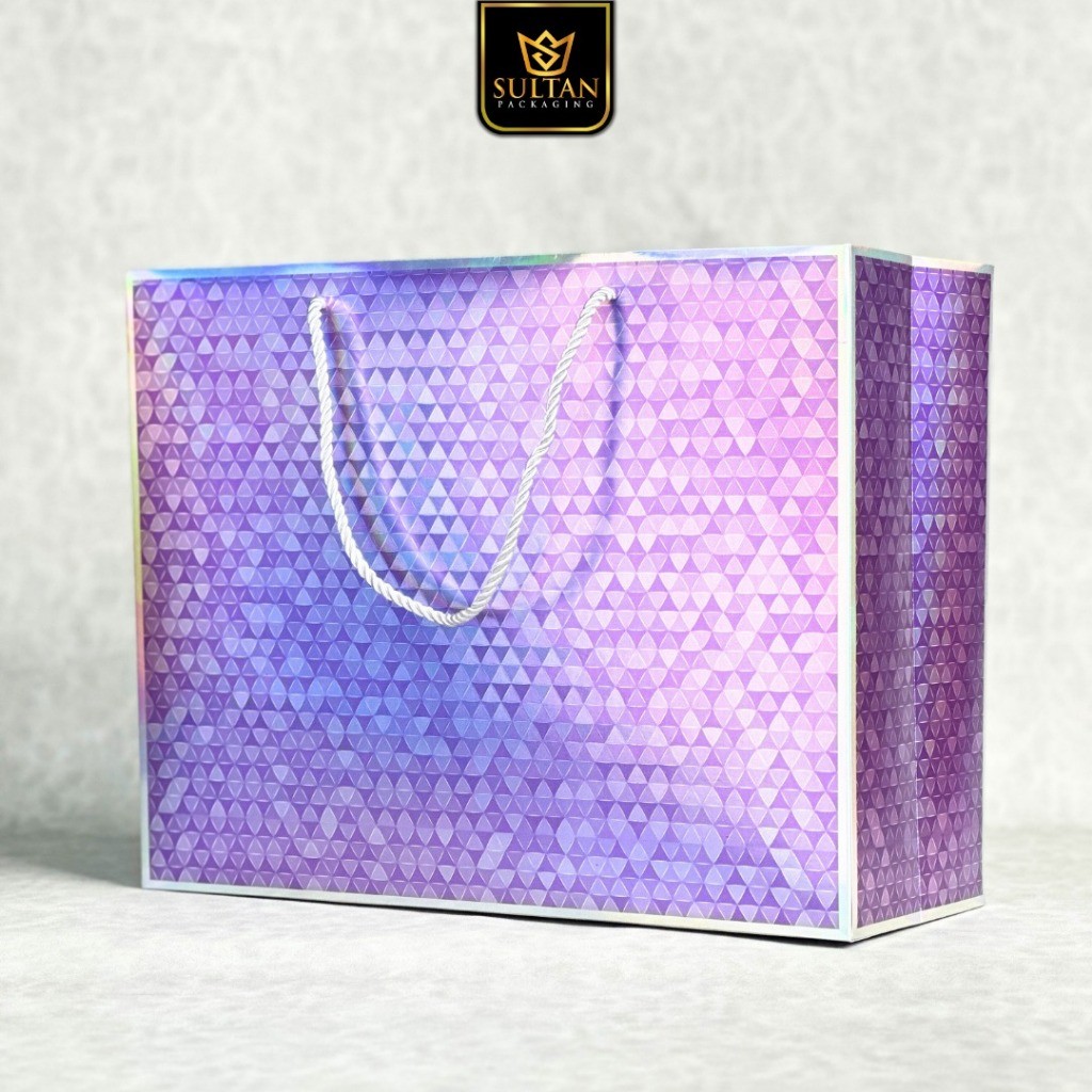 Paper Bag Hadiah Jumbo Premium Gift Bag Tas Kado Jinjing Metalize PB19 Motif Triangle 37,5 cm x 15 cm x 30 cm - Image 5