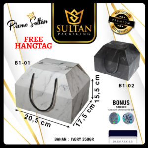 Box Hampers - Gable Box Marble - Box Souvenir Kado Pernikahan Motif Marble - Kotak Kado - B1-01
