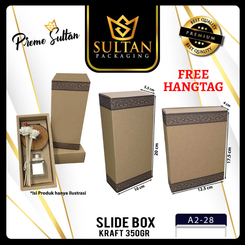 Packaging Souvenir - Slide Box - Kotak Hadiah Souvenir - Sliding Box Coklat Polos -|A2-28