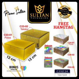 Packaging Souvenir - Kotak Souvenir Hologram - Box Hadiah Warna Emas - Kotak Kado Hologram Emas - C23|C24