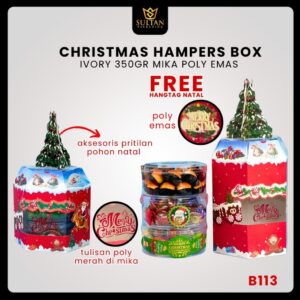Box Natal B113 | Kotak Hampers 500gr | Toples Dus Kue | Christmas Sale | Aksesori Pritilan Pohon Natal | Free Hanotag Natal