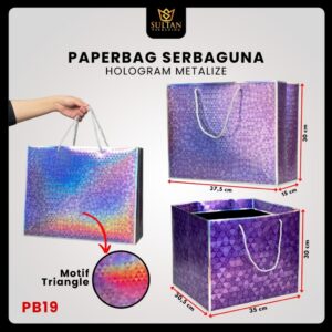 Paper Bag Hadiah Jumbo Premium Gift Bag Tas Kado Jinjing Metalize PB19 Motif Triangle 37,5 cm x 15 cm x 30 cm