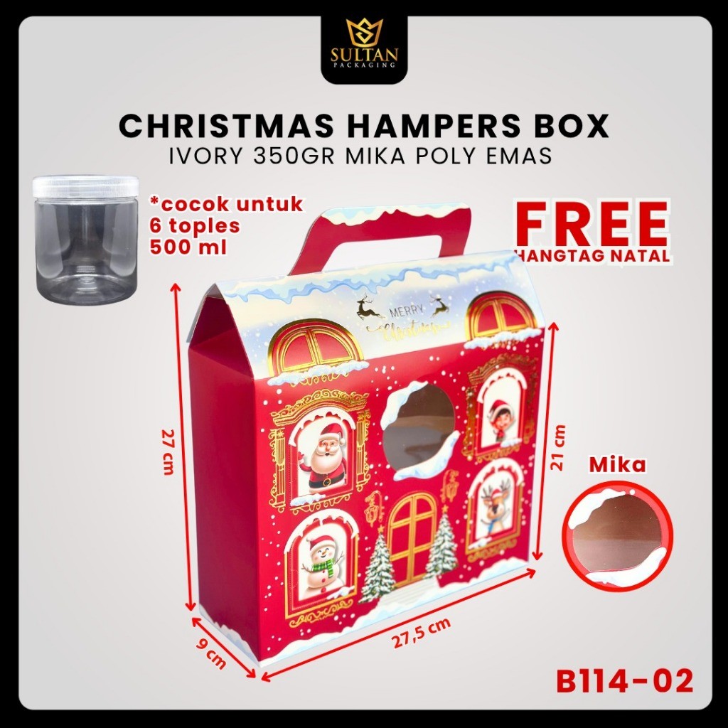 Box Natal B114 | Kotak Hampers 500 ML | Toples Dus Kue | Packaging Praktis untuk Hampers dan Makanan | Kode Produk B114 - Image 4