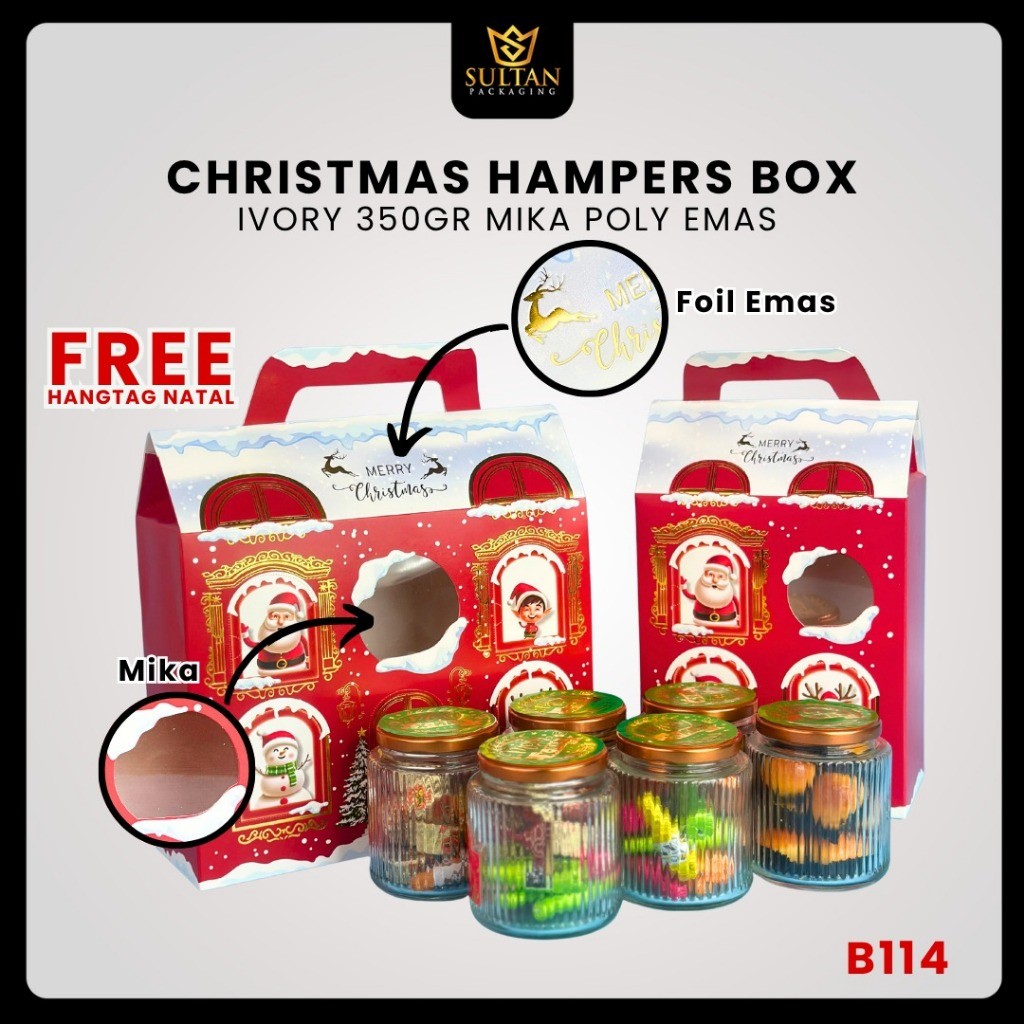 Box Natal B114 | Kotak Hampers 500 ML | Toples Dus Kue | Packaging Praktis untuk Hampers dan Makanan | Kode Produk B114