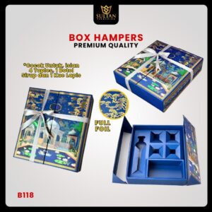 Box Paket Hampers Kue Lebaran B118 Premium Quality Full Foil Parcel Idul Fitri untuk 4 Toples 1 Botol Sirup dan 1 Kue Lapis