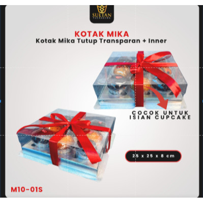 Box Mika / Kotak Kue Mika / Box Cupcake + Tatakan / Packaging Mika / 25x25 /tutup hologram M10 - Image 2