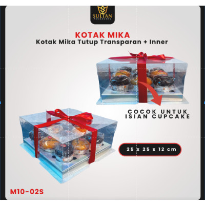 Box Mika / Kotak Kue Mika / Box Cupcake + Tatakan / Packaging Mika / 25x25 /tutup hologram M10 - Image 3