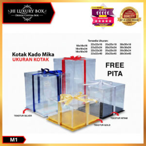 Kotak Mika Hologram - Box Hantaran Transparan Uk 30x30 cm - M1
