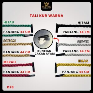Sultan Packaging Tali Paperbag Tali Twist Import Tali Kur Tambang Kepang  D78 Tali Sumbu Polyester Warna Murah 10 pcs 5 mm Panjang 44 cm