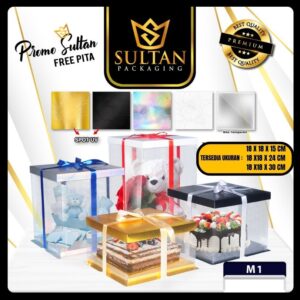 Cake Box Kotak Kue Mika Transparan Dus Hantaran - Tutup Hologram | M1 (18x18)