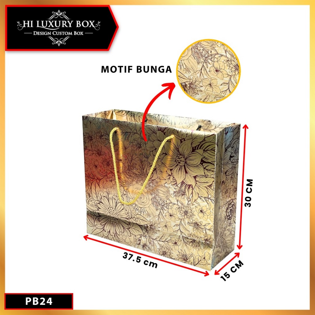 Paper Bag Hadiah Jumbo Motif Metalize Bunga Gift Bag Tas Kado Jinjing|PB24