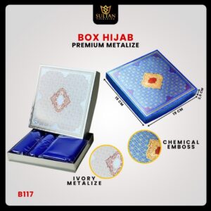 Box Hijab Metalize B117 - Kualitas Premium - Desain Chemical Emboss - Ukuran 19x19x2.5 cm - Hijab Mewah
