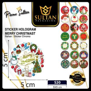 Sticker - Sticker Merry Chrismas Hologram - Sticker Natal Mewah Hologram - S20