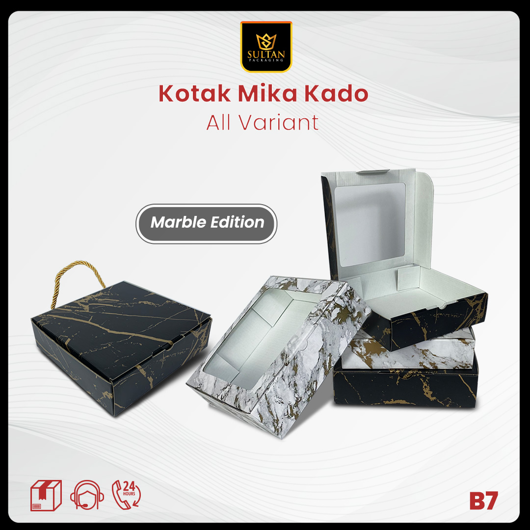 Kotak Kado Baju - Kotak Mika Marble - Kotak Souvenir - Box Hampers 18x18x5 - B7 (04-05)