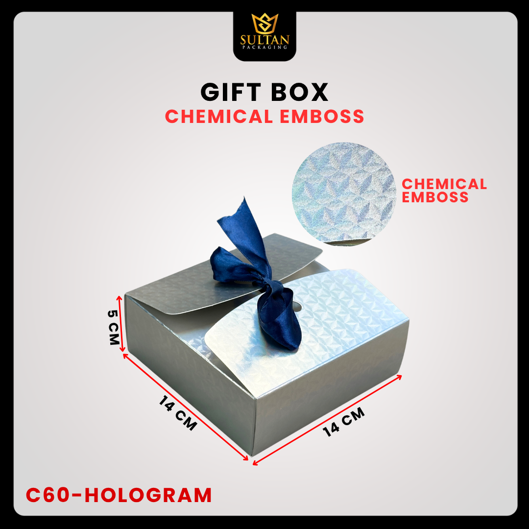 Box Hadiah C60 Chemical Emboss Premium 14x14x5 cm / Kotak Kado Aesthetic + Pita - Image 4
