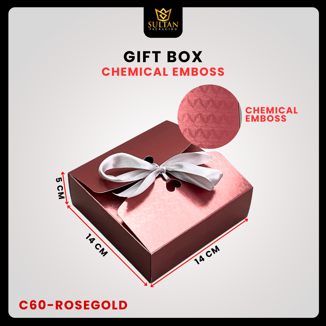Box Hadiah C60 Chemical Emboss Premium 14x14x5 cm / Kotak Kado Aesthetic + Pita - Image 5