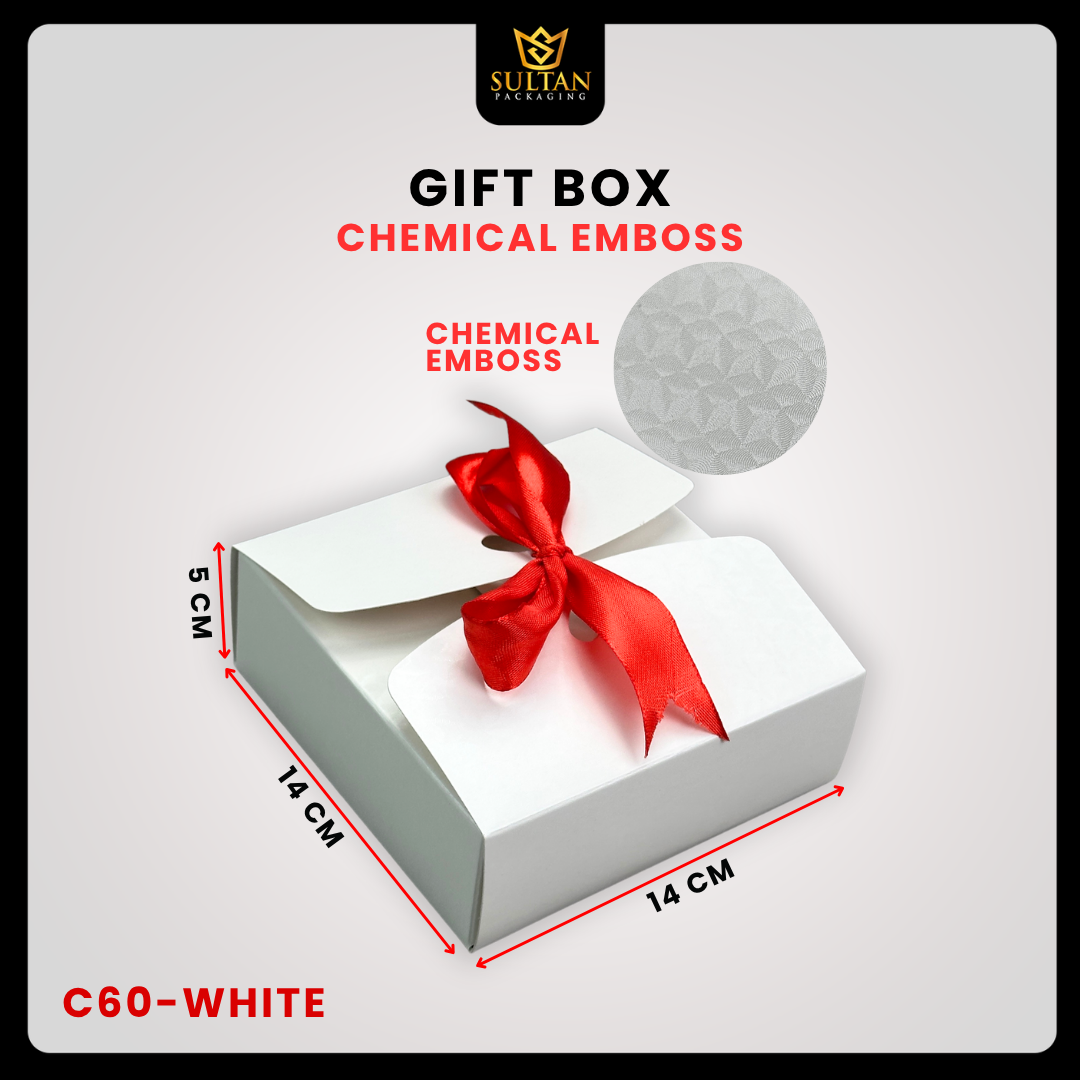 Box Hadiah C60 Chemical Emboss Premium 14x14x5 cm / Kotak Kado Aesthetic + Pita - Image 3