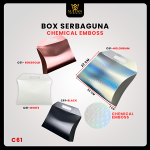 Pillow Box Chemical Emboss Hologram 33x7x22cm - Kemasan Gift Box Mewah Souvenir Hampers Kado - C61
