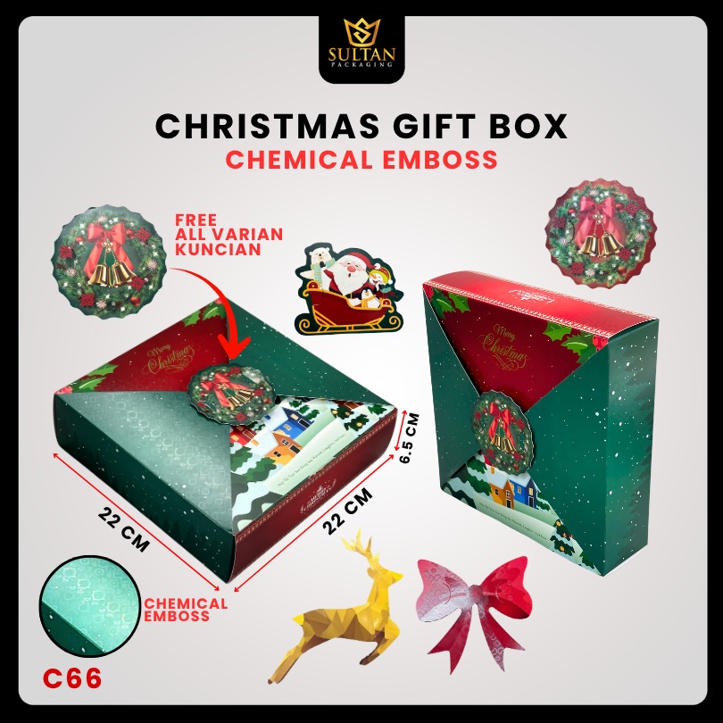 Christmas Gift Box / Kotak Kue Natal / Box Hampers / Premium Box / 22x22x6,5cm / C66
