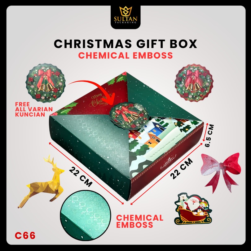 Christmas Gift Box / Kotak Kue Natal / Box Hampers / Premium Box / 22x22x6,5cm / C66 - Image 2