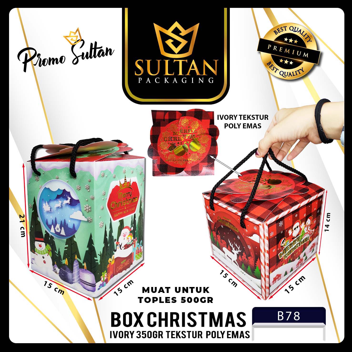 Kotak Kue|Kotak NatalBox Hampers|Toples 500gr|Dus|Box Packaging|B78