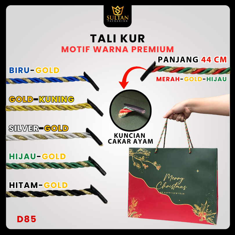Tali|Tali Kur Mix Warna|Tali Kepang Sumbu|Tali Paper Bag Panjang 44cm|D85