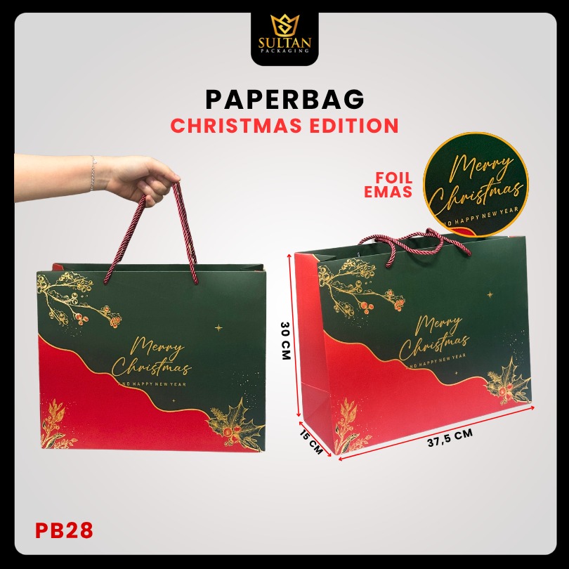 Paper Bag Natal / Crishtmas Edition / Premium / Tas Kado / 37,5x15x30cm / PB28