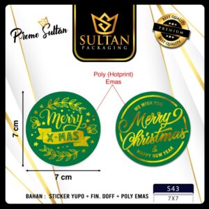 sticker natal|sticker merry christmas|sticker yupo|sticker bulat|S43